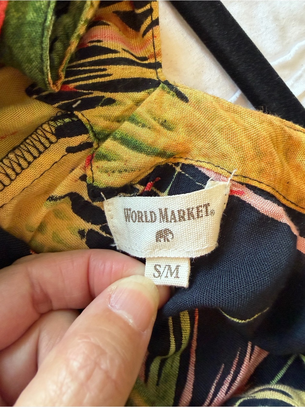 World Market Boho Black Tropical Print Jumpsuit with Yellow & Green Accents - Picture 7 of 12